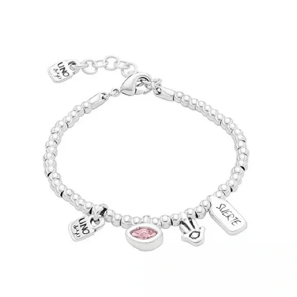 Uno de 50 Silver Beaded Charm Bracelet Amethyst Stone Suerte Clover - Picture 3 of 3